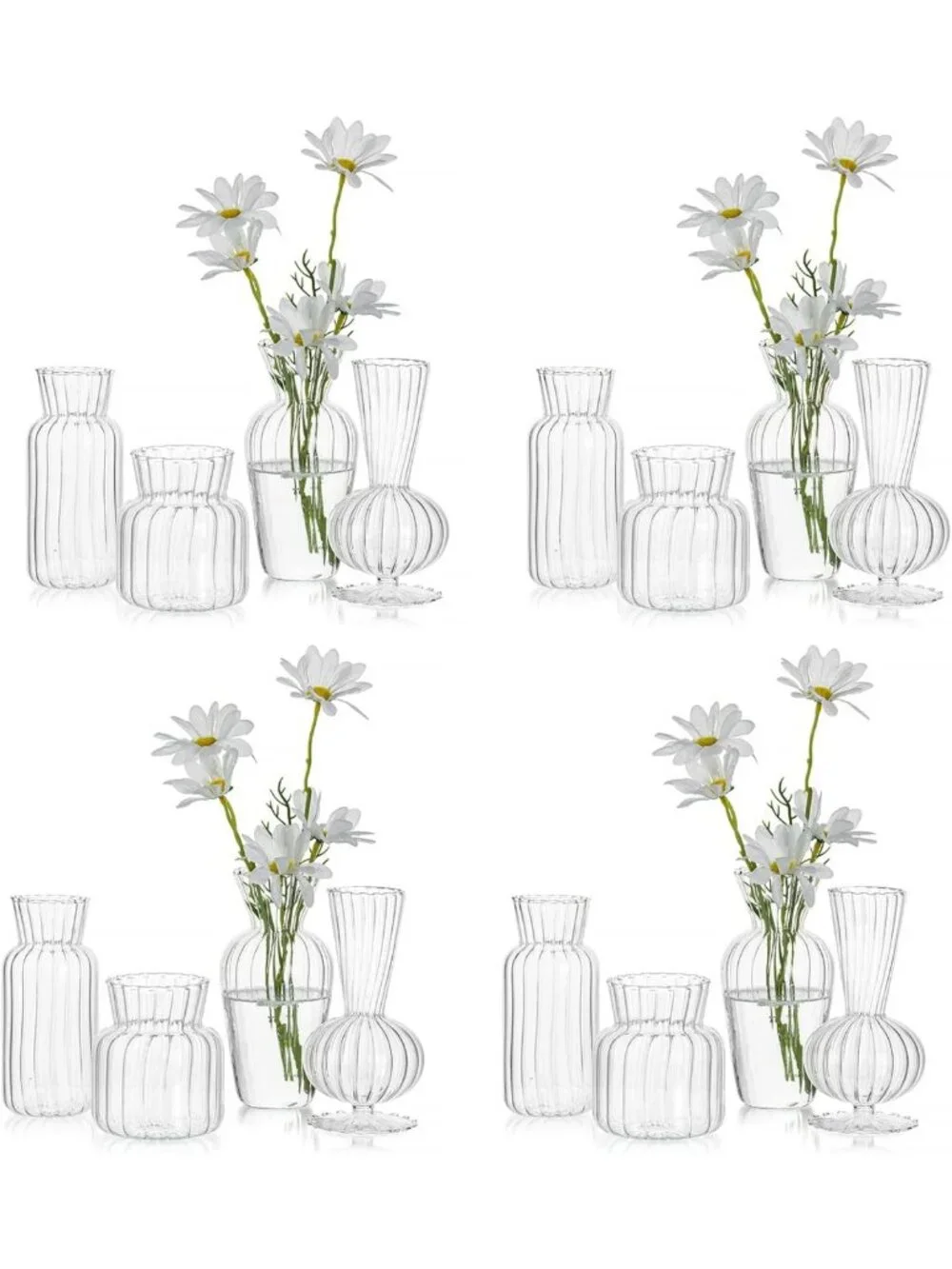 Set of 16 Mini Clear Glass Bud Vases for Wedding & Home Decor, Cute Centerpieces